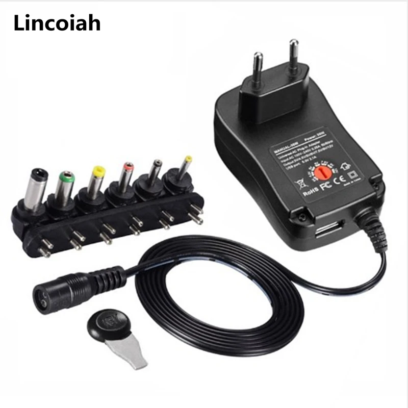 Adaptador de corriente ajustable 3V, 4,5 V, 5V, 6V, 7,5 V, 9V, 12V, 2a, 2,5 a, AC DC, fuente de carga Universal para lámpara de tira led de 30W|Adaptadores CA/CC| - AliExpress