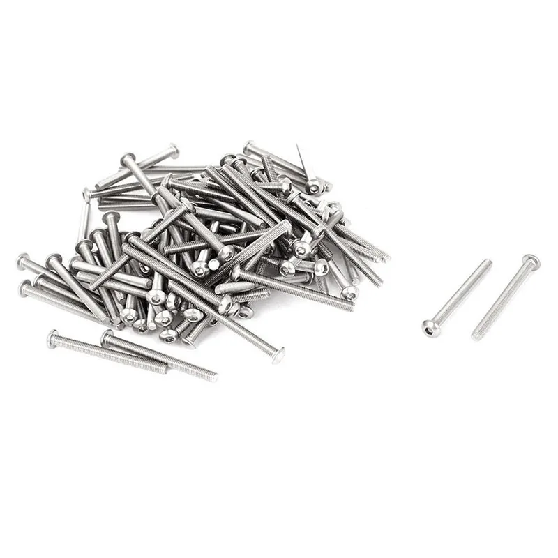 

M3x35mm Stainless Steel Internal Hex Socket Button Head Screws 100 Pcs