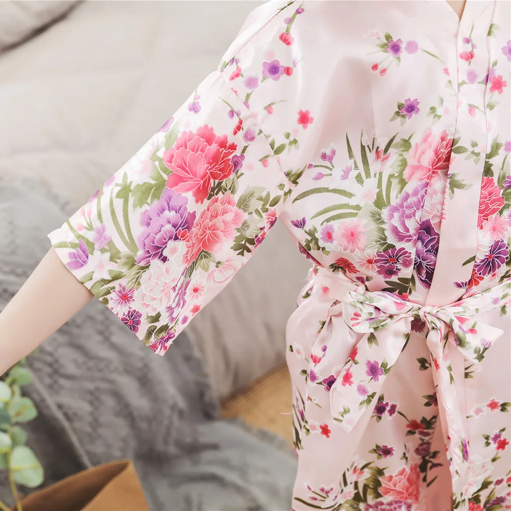 Floral Stain Bath Robe Kids Toddler Baby Kid Girls Floral Silk Kimono Robes Bathrobe Long Sleepwear Girls Clothes Халат Махровый