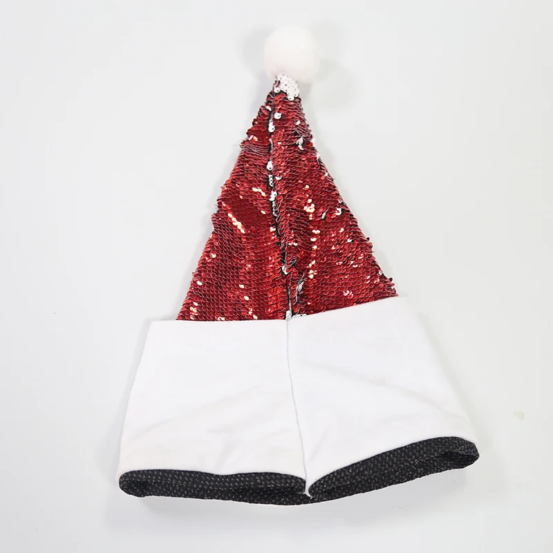

Red Sequin Christmas Hat Sublimation Blank with no print Decorations Christmas Gifts100PCS Package