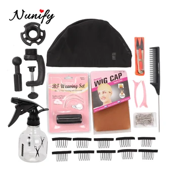 

Nunify Diy Wig Making Accessories Set With Stand Combs Scissors T Pins Set Blonde Hair Training Head Canvas Mannequins With Wigs