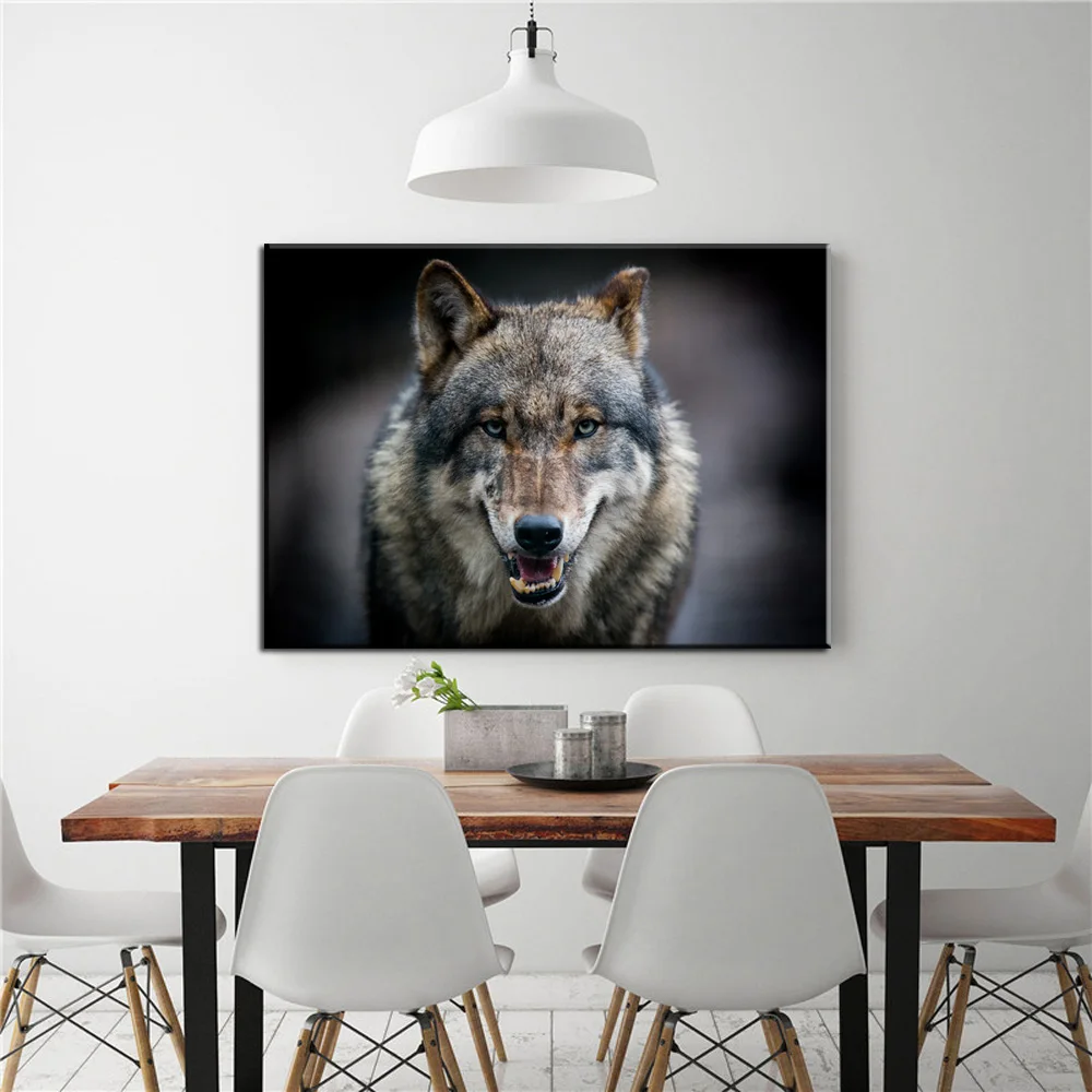 Акварель волк лев тигр настенная живопись на холсте скандинавские плакаты и принты Настенные рисунки с животными для декора гостиной