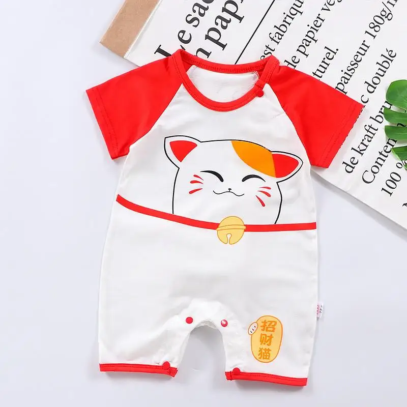 Baby Boy Girl Short Sleeve Jumpsuit Summer Clothing Newborn Baby Romper Printed Cartoon Cute Infant Onesie Toddler Girls Clothes Baby Bodysuits comfotable Baby Rompers