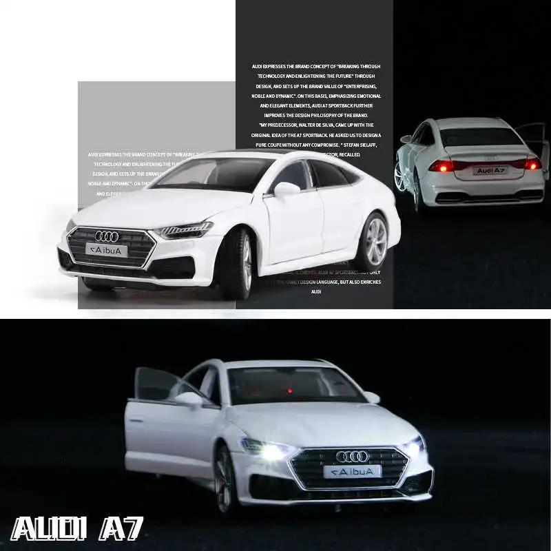 1:32 AUDI A7 Coupe Alloy Car Model Diecasts & Toy Vehicles Metal Toy Car Model High Simulation Sound Light Collection Kids Gift 6
