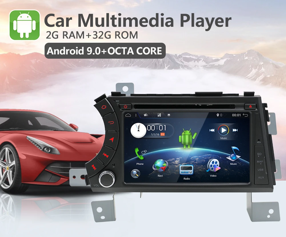 Cheap 2 din HD 1024X600 Octa Core Android 9.0 Car DVD Player For SsangYong Kyron/Actyon/Tradie/Koran 2005-2013 GPS Radio Stereo 32G 4