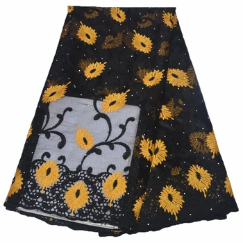 

2020 High Quality Nigerian Embroidery purl French Lace Stones Lace Fabric African Beaded 3D Tulle Lace Fabric African French