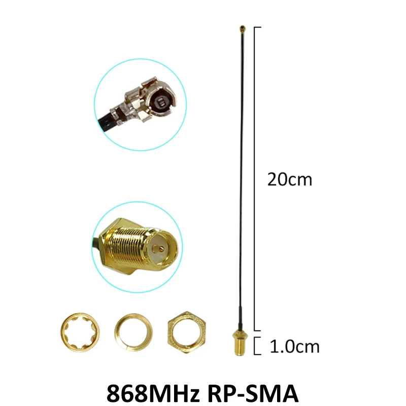 20pcs 868 MHz 915 MHz Антенна 5dbi RP-SMA разъем GSM 915 MHz 868 MHz Антенна+ 21cm SMA мужской/u. FL косичка кабель