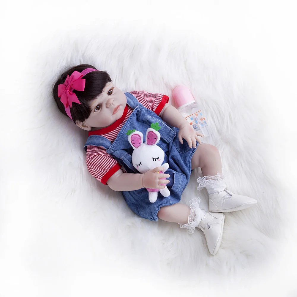 55 см полностью силиконовая кукла Reborn Baby Doll игрушка Bebe 22 дюйма новорожденная
