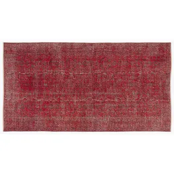 

Handmade Red Vintage Overdyed Turkish Area Rug 135x255 Cm-4'5''X8'4''