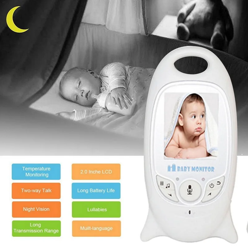 

VB601 Wireless Video Color Baby Monitor With 2.0Inches LCD 2 Way Audio Talk Night Vision Surveillance Security Camera Babysitter