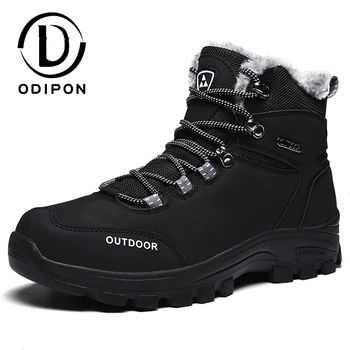 

Outdoor Winter Sport Shoes Men High Top Waterproof Fur Plus Sport Shoes Keep Lace-up Anti-slippery Cotton Shoes Jogging Flats