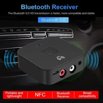

Bluetooth 5.0 Music Audio Receiver Transmitter NFC Wireless Speaker Adapter High Definition 3.5mm 2RCA Interface for Car