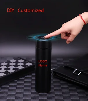 

LED display temperature Lid Thermos DIY Customize Laser Engrave LOGO Name 500ML Vacuum flasks Stainless Steel Thermal Bottle