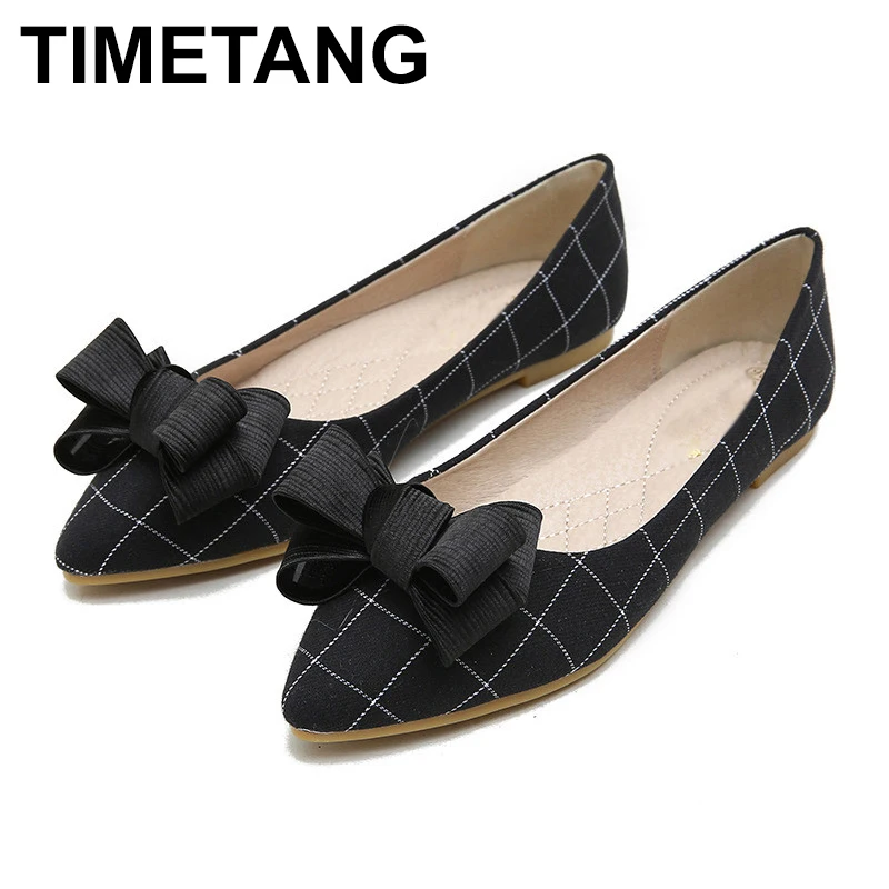 

TIMETANG2020 Bow Women Flat Platform Loafers Lazy Shoes Ladies Canvas Fashion Lattice Slip On Breathable Casual Boat Shoes
