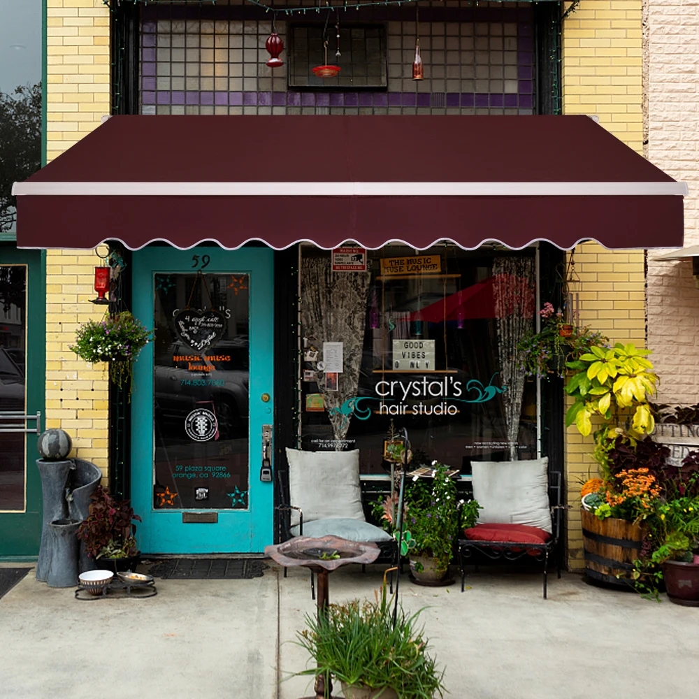 US $209.60 4x25m Outdoor Retractable Awning Waterproof Awning Gazebos Telescopic sheds Wine Red Color ship from us warehouse by ups