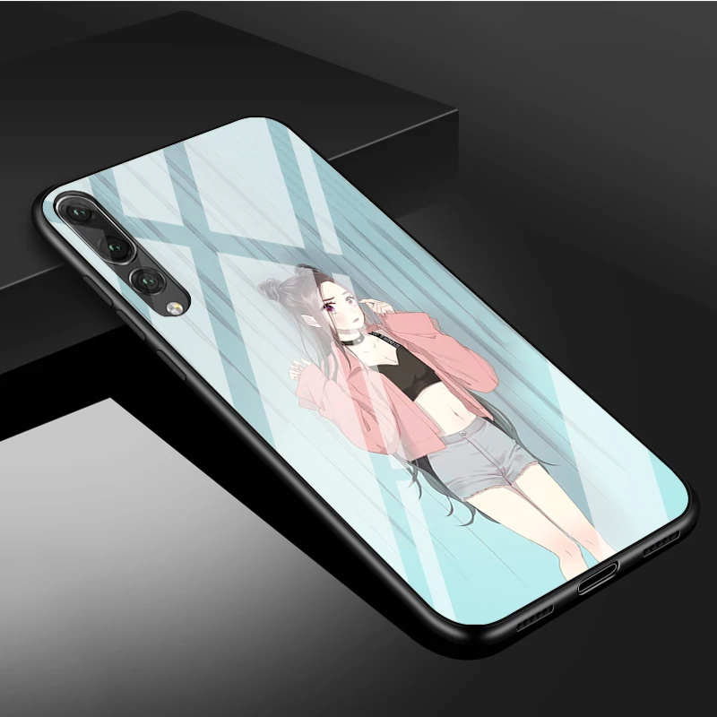 Anime Gir Kính Cường Lực Điện Thoại Ốp Lưng Cho Huawei P20 P30 P40 P40 Lite Pro Psmart Giao Phối 20 30 Bao Vỏ huawei silicone case Cases For Huawei