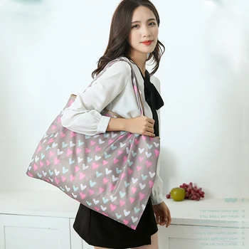 

Foldable Shopping Bag Large Totes Folding Green Shoulder Bags Women Eco-friendly Reusable Shoulder Handbag for Travel Woman