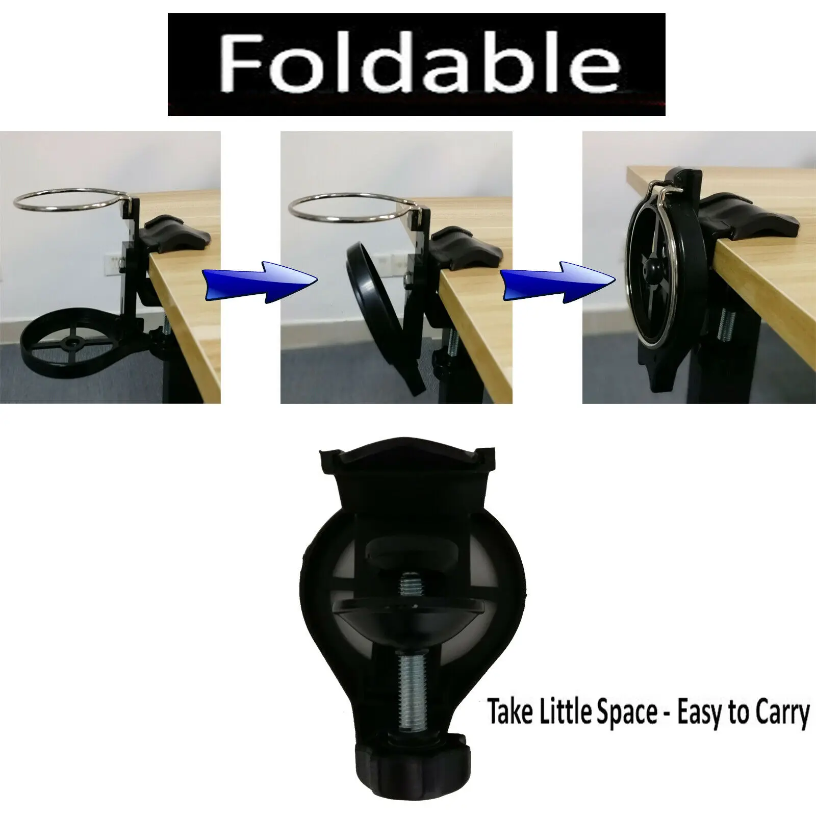 Home Office Table Desk Side Clip Water Drink Beverage Soda Coffee Mug Holder