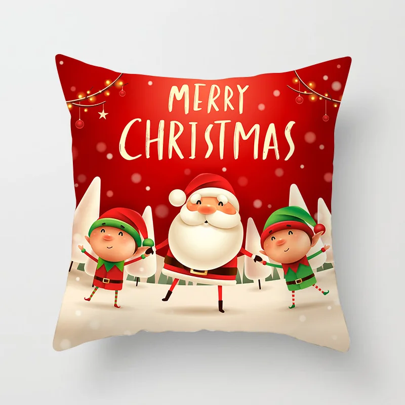 Santa Claus 10 Односторонняя печать полиэстер мультфильм Санта Клаус декоративные подушки Чехол снеговик олень Рождественский Чехол на подушку украшение - Цвет: Santa Claus 10