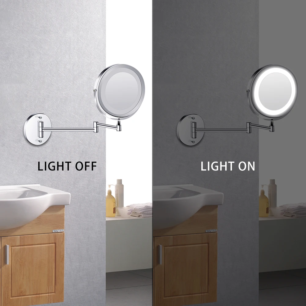  Wall Mounted Bathroom Mirror Led Makeup Mirror 1X/5X Magnification Adjustable Cosmetic Mirror USB C - 32956010647