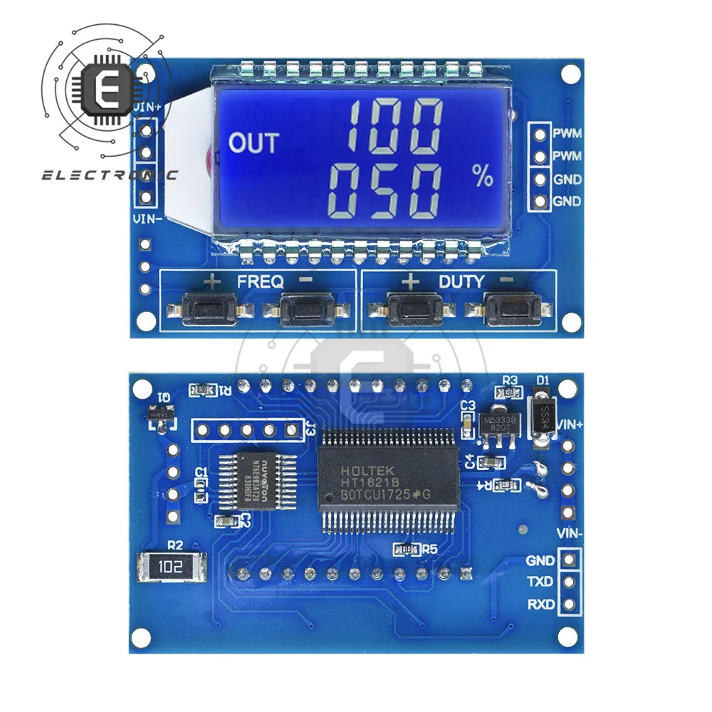 1Hz-150Khz Signal Generator Module Adjustable PWM Pulse Frequency Function Generator Duty Cycle TTL LCD Display 5V DC 12V 24V 6