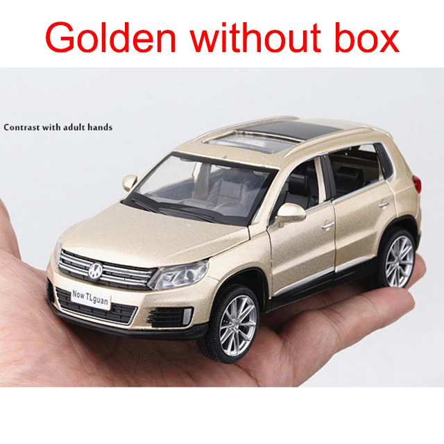 Golden no box 1:32, немецкая модель автомобиля VW Tiguan, литая под давлением, модель автомобиля из Золотого Металла, оттягивающая назад, модель автомобиля с подсветкой, игрушка в подарок для детей - Цвет: Golden no box