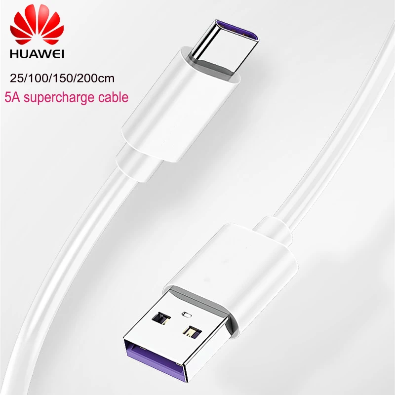 Оригинальный суперзарядный кабель huawei 5A 0 25/1/1 5/2 м для P20 P30 honor view 20 V20 V10 V9 Magic 2 note10 8