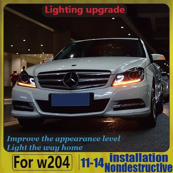 

For Benz W204 headlights 2011-2014 headlight C180 C200 C260 led headlight led drl H7 hid Bi-Xenon Lens low beam Front light