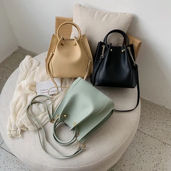 

PU Leather Women's Shoulder Bag Fashion Luxury Messenger Bag Handbag Large Capacity Bucket Bag Ladies Leisure Bag