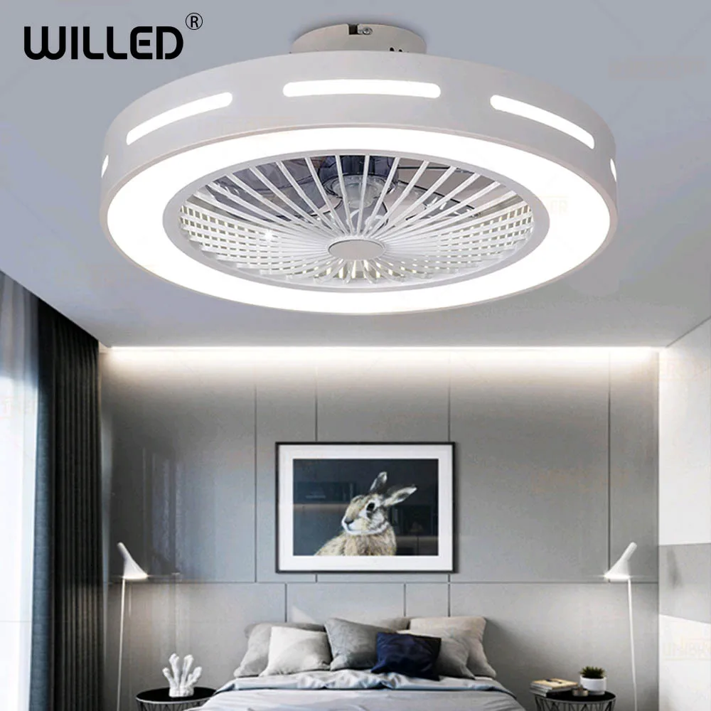 

55cm Ceiling Fan Lamp With Controller Remote Control 220v White Modern Led Lights Round Light for Living Bedroom Room Lighting
