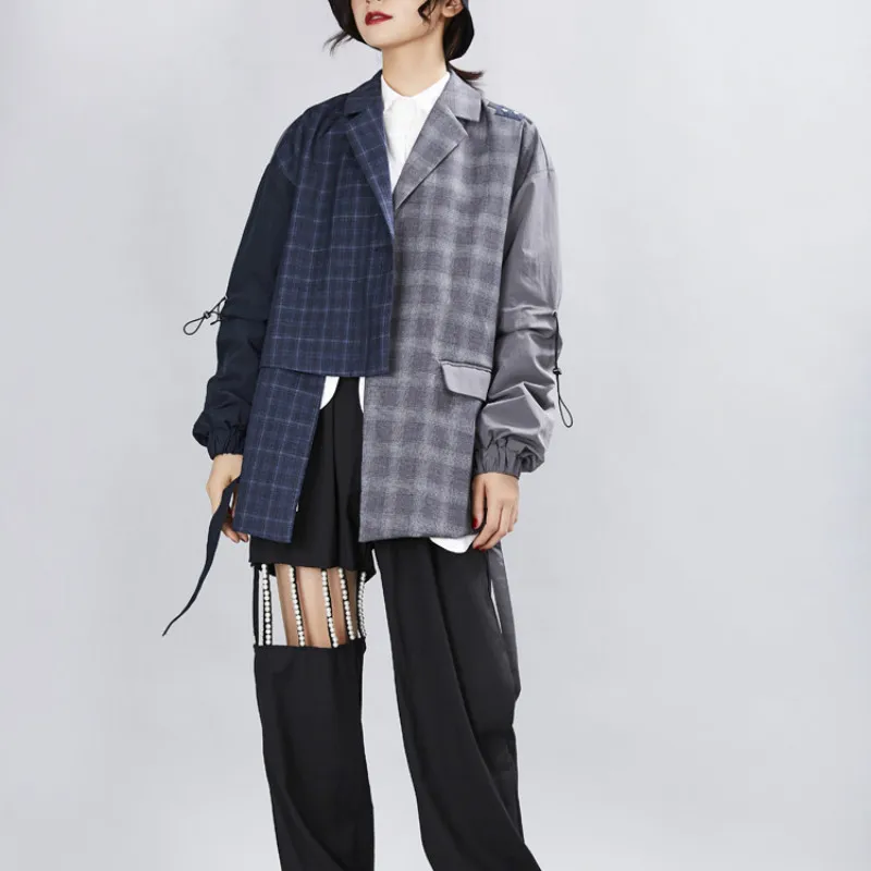 Винтажный Блейзер Neploe Feminino, цветная клетчатая куртка с длинными рукавами, Женская куртка, новинка, Женская Повседневная куртка на осень и зиму 46413