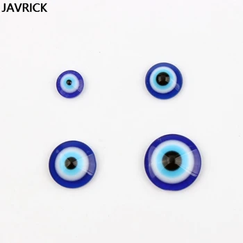 

50Pcs Glass Blue Evil Eye DIY Flat Round Beads Amulet Protection Craft Tool DIY Pendant Accessories Jewelry Making Tool