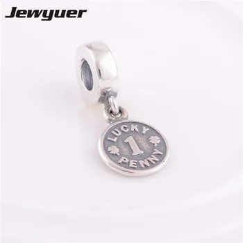 

925-sterling-silver jewelry floating Charms Fine jewelry Lucky Penny Dangle charms Fit brand bead Bracelet DIY assessories DA089