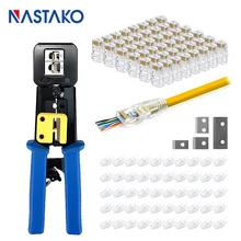 Einfach RJ45 Crimper RJ45 Crimpen Werkzeug Hand Netzwerk Tools Kit Mit EZ Cat5 Cat5e Cat6 Modulare Stecker Und 6,5mm RJ45 Anschluss Kappen