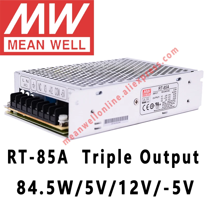 Mean Well RT-85A 5V/12V/-5V AC/DC 84.5W Triple Output Switching Power Supply meanwell online store | Обустройство дома