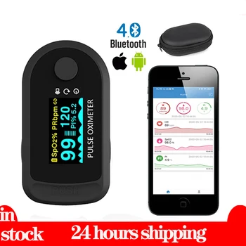 

Android iOS Bluetooth 4.0 Fingertip Pulse Oximeter OLED Finger Oxymeter Oximetro de pulso Heart Rate Blood Pressure Monitor