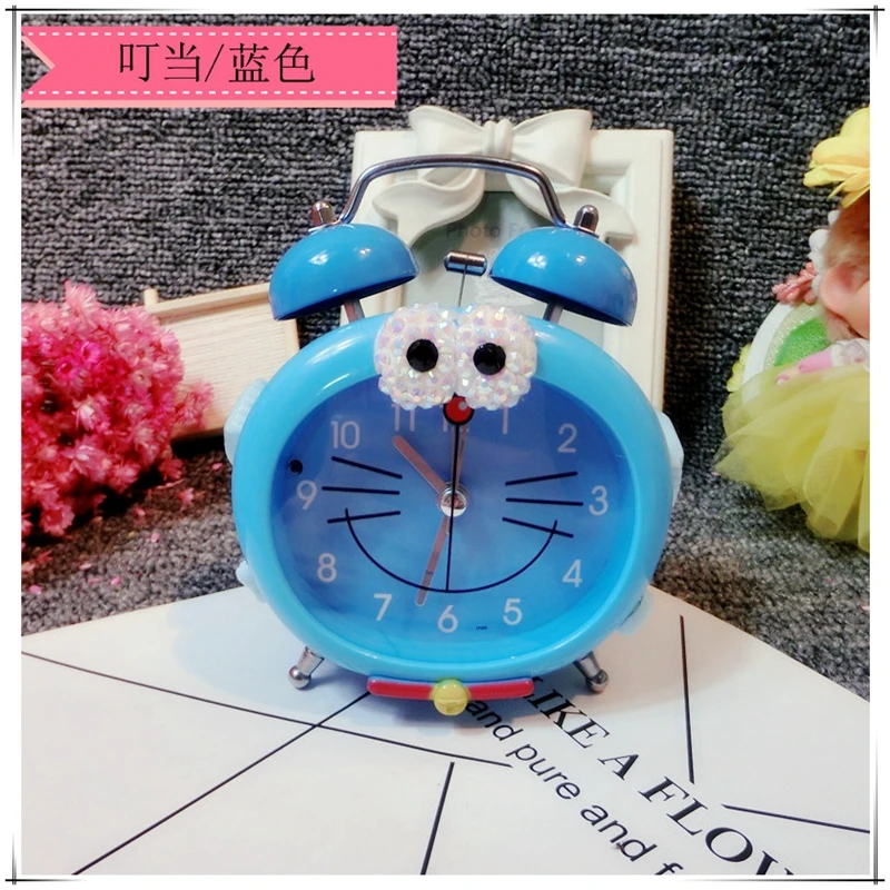 Helloo Kitty милый будильник Doraemon Стразы ручной работы Bling детский Будильник немой мини-будильник офисный Декор современный