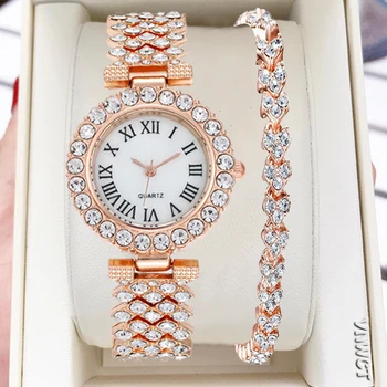 Women Bracelet Watches Steel belt Love Steel belt Rhinestone Quartz Wrist Watch