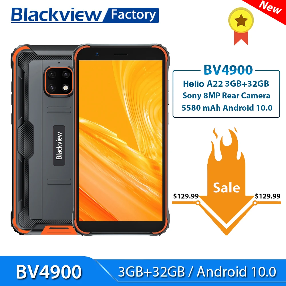 Смартфон Blackview BV4900 3 + 32 ГБ Android 10 IP68 5580 мАч 5 7 дюйма NFC 4G LTE|Смартфоны| |