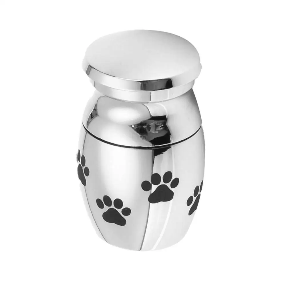 Mini Urns Paw Pattern Stainless Steel Cremation Urn Pet Ashes Holder Memorials Container Jar