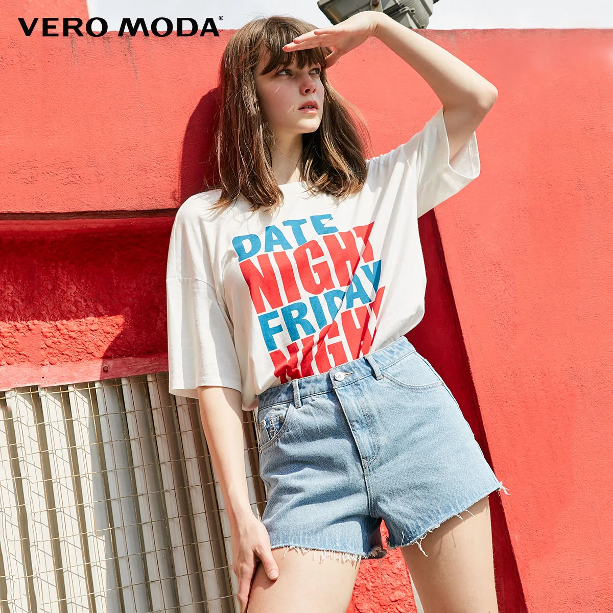 J38 Lt. blue Vero Moda женские джинсовые шорты с завышенной талией и эффектом потертости | 319243524 - Цвет: J38 Lt. blue