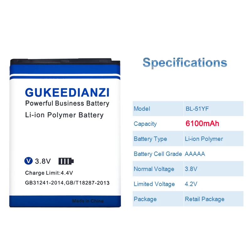 GUKEEDIANZI 6100 мА/ч, Батарея для LG G4 H815 H810 VS999 F500 F500S F500K F500L H81 H818 H819 BL 51YF телефон Батарея BL-51YF