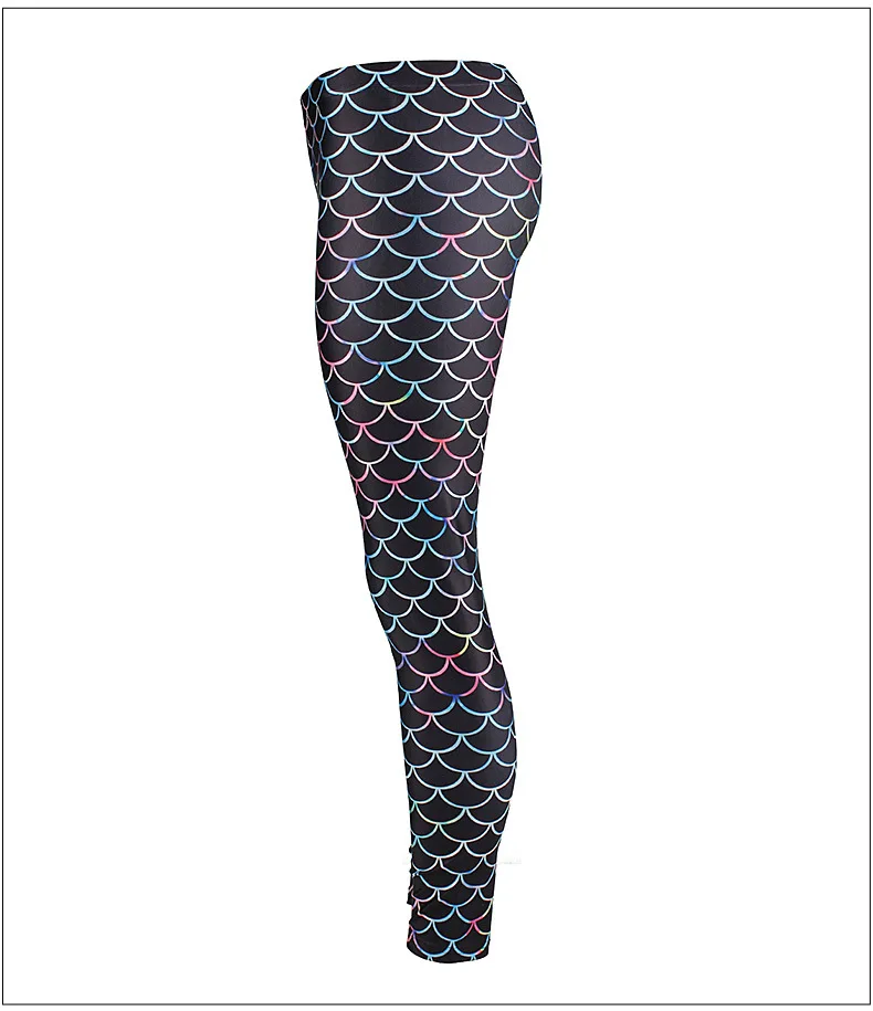 Рыбий весы брюки для йоги с принтом Леггинсы с высокой талией гимнастический животик контроль леггинсы бедра Лифт колготки длиной до щиколотки брюки Йога Broek