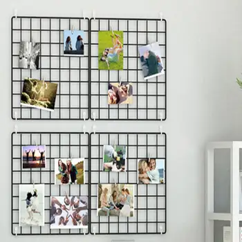 

20x20cm Nordic Metal Grid Multi-Function Iron Frame Mesh Grid Wall Photos Display Organizer Metal Shelf Mesh Home DIY Decoration