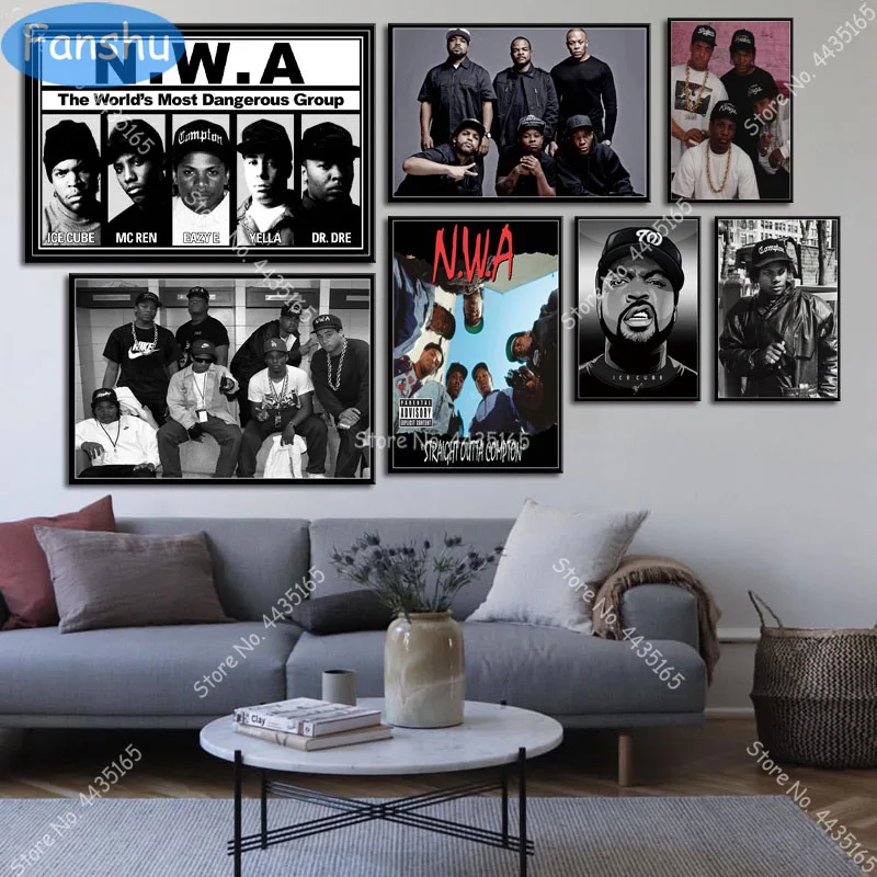 N.W.A постер хип-хоп Рэп звезда куб льда Доктор Дре эзи-е старые школьные постеры на
