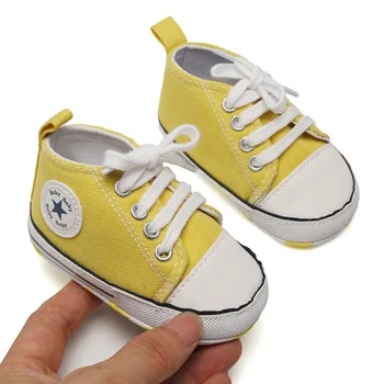 

Newborn Baby Boys Girls Infant Toddler Soft Classic Canvas First Walkers Anti-Slip Sneakers Soled Baby Shoes Sets new