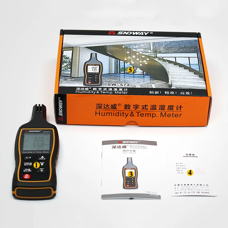 SNDWAY SW-572 цифровым термометром и гигрометром декоративные часы для температура дисплея LCD измеритель влажности с сигнализацией, хорошее качество, Функция