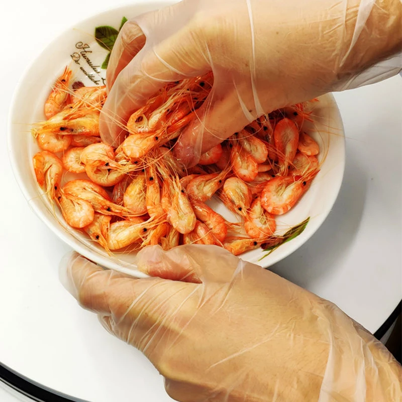 100pcs Food Grade Disposable PVC Gloves Anti-static Plastic Gloves For Food Cleaning Cooking Restaurant Kitchen Accessories