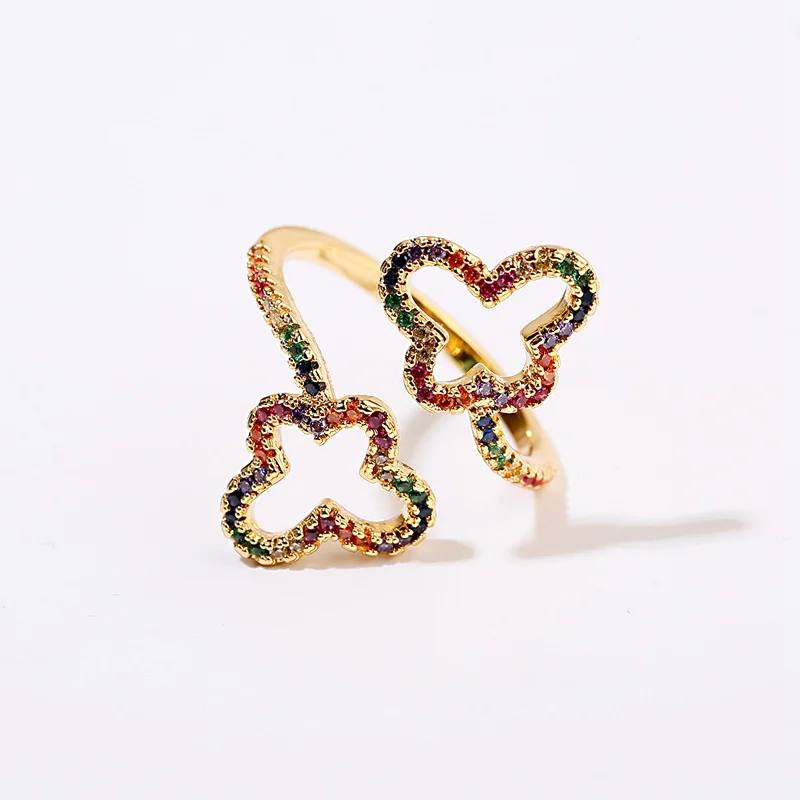 Классическое индивидуальное Золотое кольцо в виде змеи, модное Оригинальное кольцо с фианитами, регулируемое кольцо в виде цветка, ювелирное изделие - Цвет основного камня: Style 5