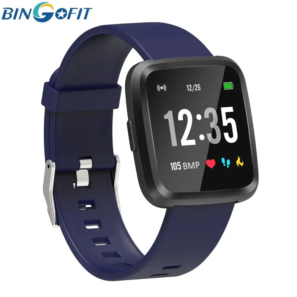 

BingoFit Smart Bracelet Heart rate Monitor Blood Pressure GPS Fitness Tracker Wrisatband Sports Square Watches For Men Women